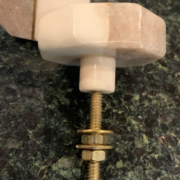 Set of 8 marble and gold stone decorative drawer pulls. Heavy, geometric - Picture 4 of 12